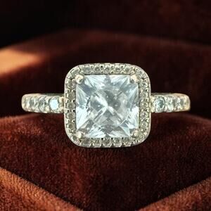 Pandora Timeless Elegance Rose Gold Square Cubic Zirconia Stackable Ring Sz 4.75